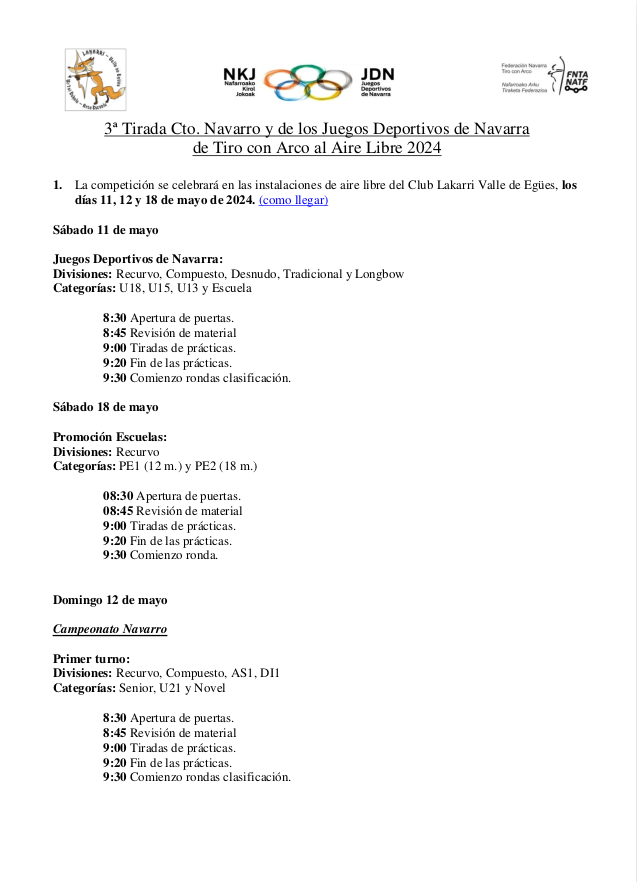 CIRCULAR 3&ordf; Tirada Cto Navarro y JDN Aire Libre 2024